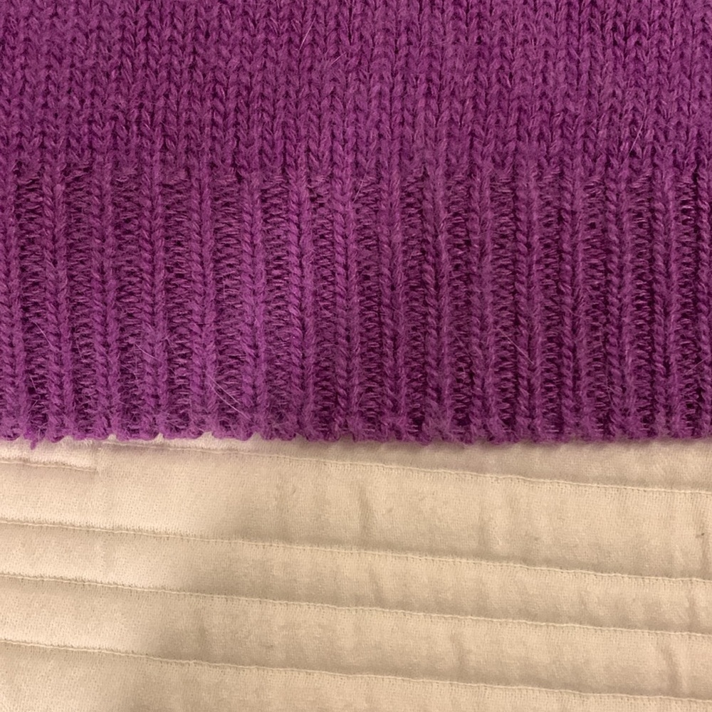 Vintage Nuggets Coquette Silk Angora Lambswool Cow Neck Purple Sweater Small - Picture 5 of 10